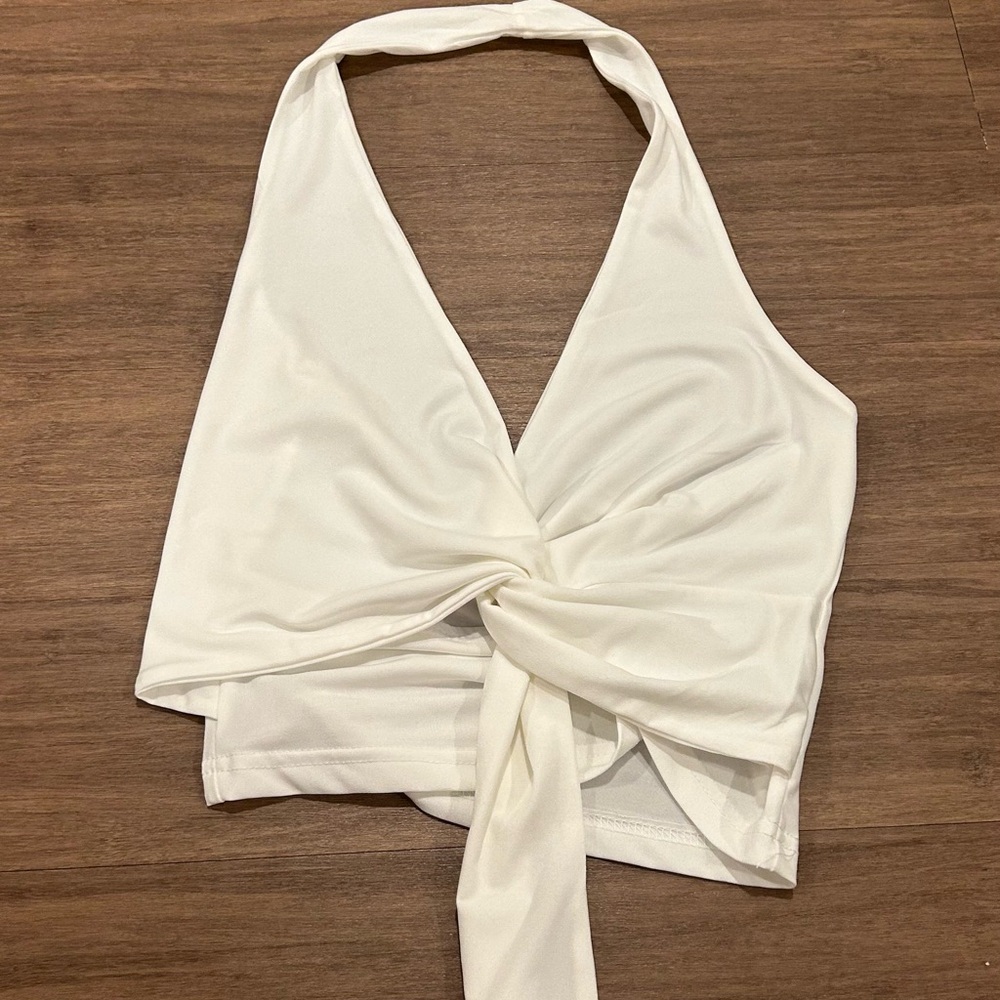SHEIN White Halter Crop Top